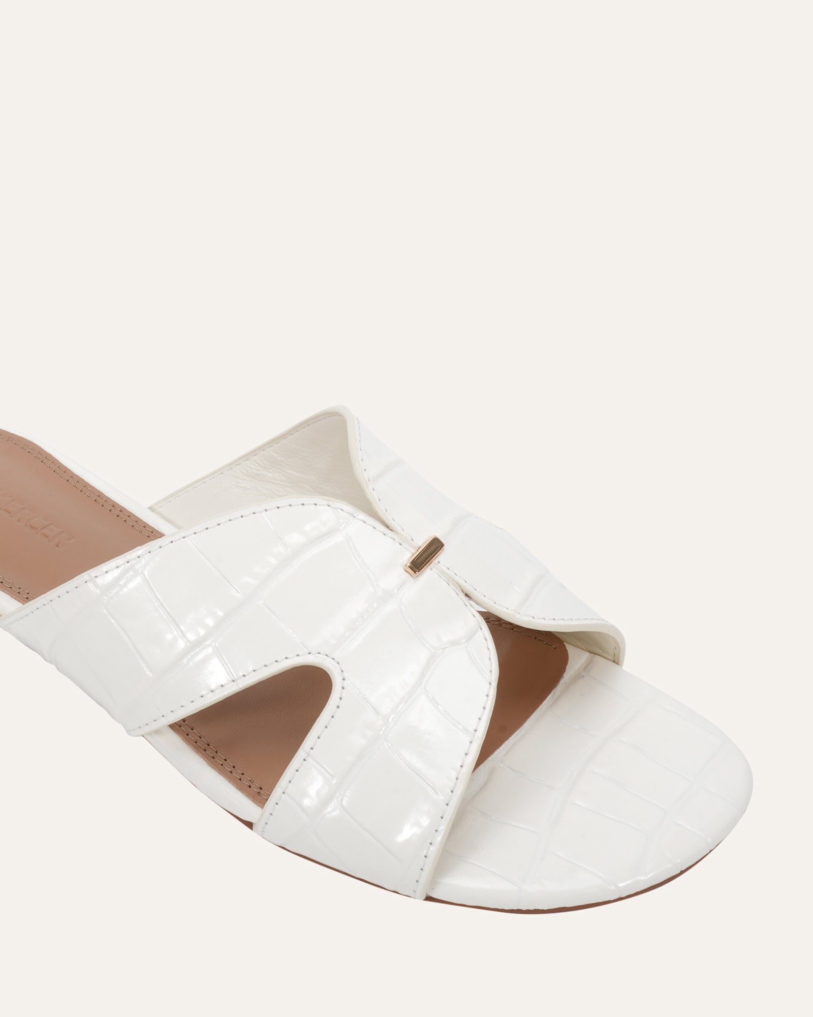 JAYDEN FLAT SLIDES ANTIQUE WHITE CROC image