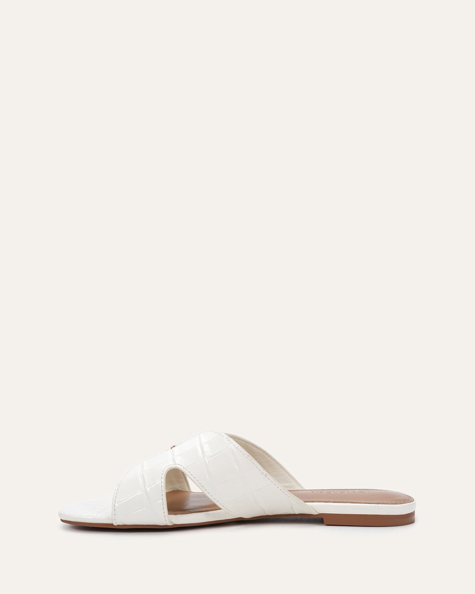 JAYDEN FLAT SLIDES ANTIQUE WHITE CROC image