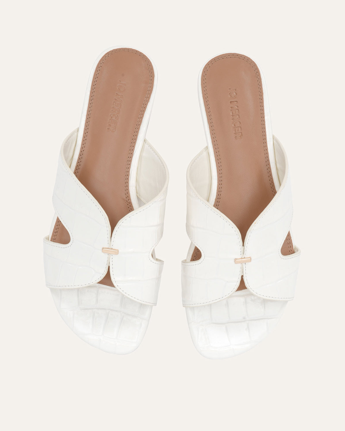 JAYDEN FLAT SLIDES ANTIQUE WHITE CROC
