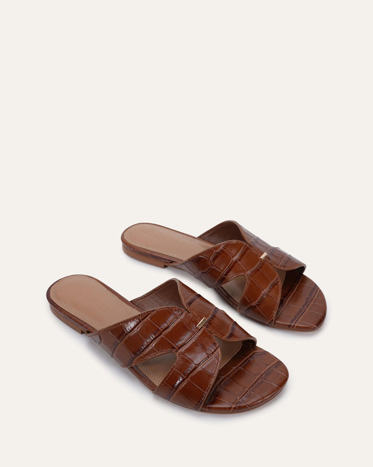 JAYDEN FLAT SLIDES TUSCAN TAN CROC
