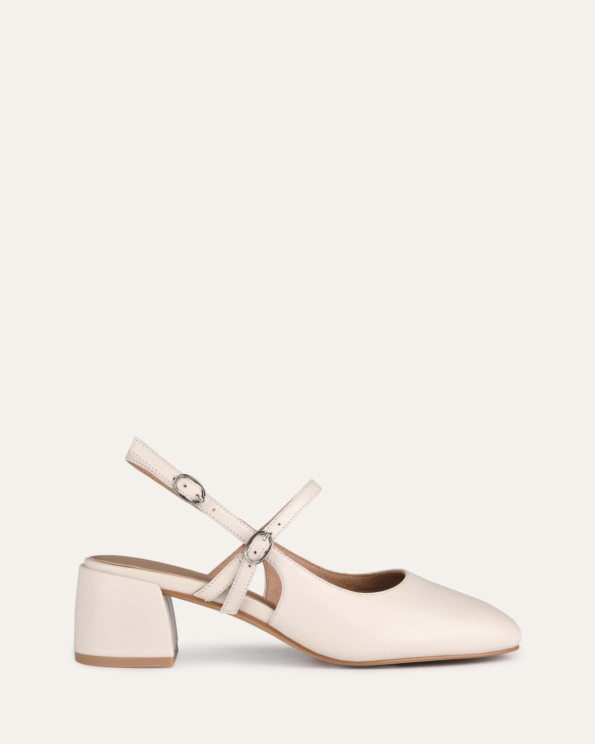 JENNA LOW HEELS OFF WHITE LEATHER