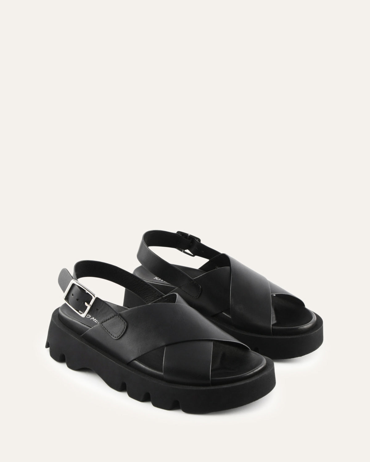 JETTE FLAT SANDALS BLACK LEATHER