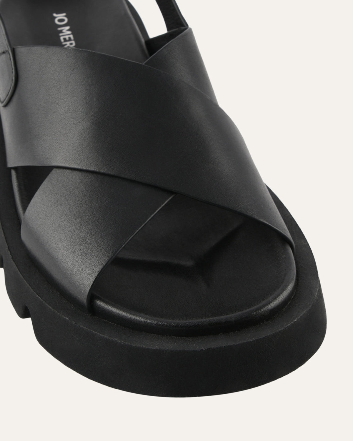 JETTE FLAT SANDALS BLACK LEATHER