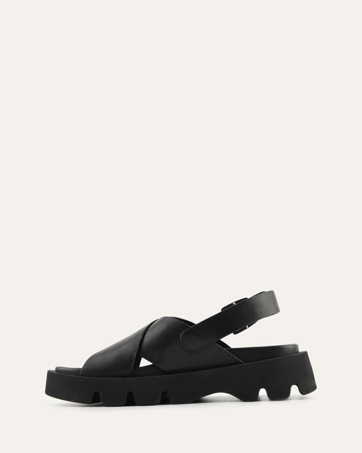 JETTE FLAT SANDALS BLACK LEATHER