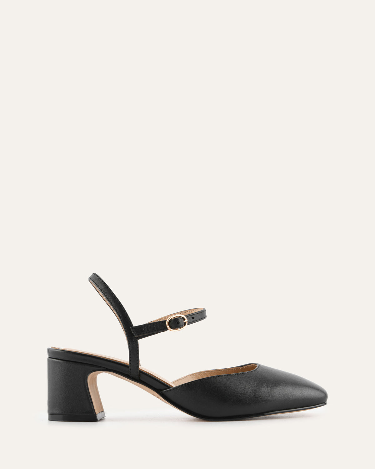 JEWEL LOW HEELS BLACK LEATHER