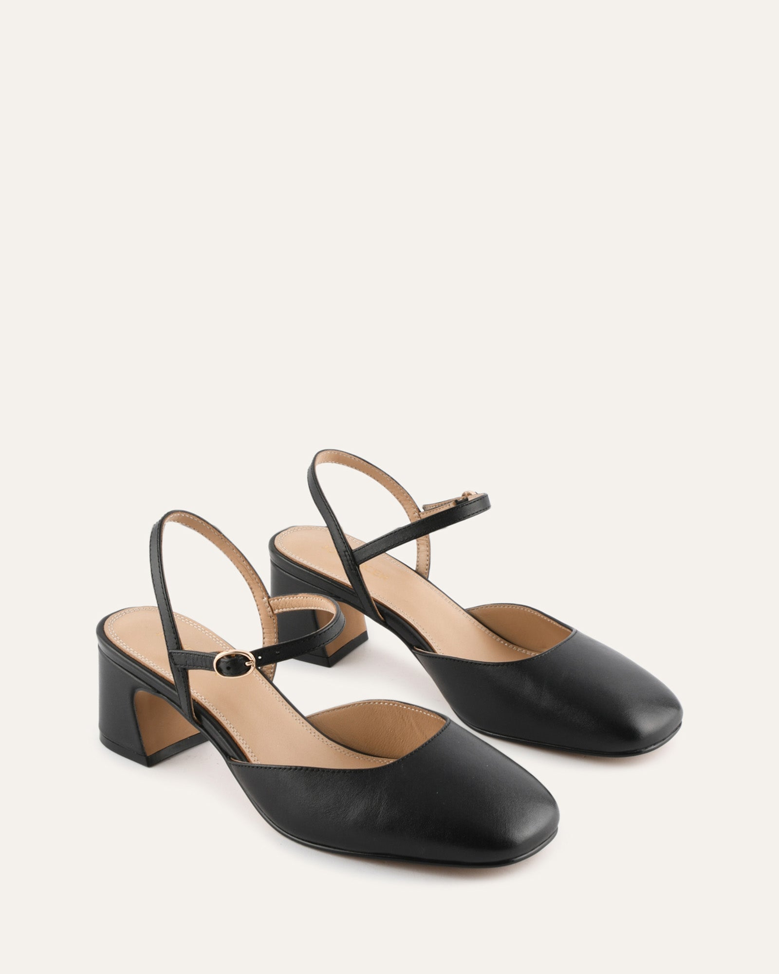 JEWEL LOW HEELS BLACK LEATHER image