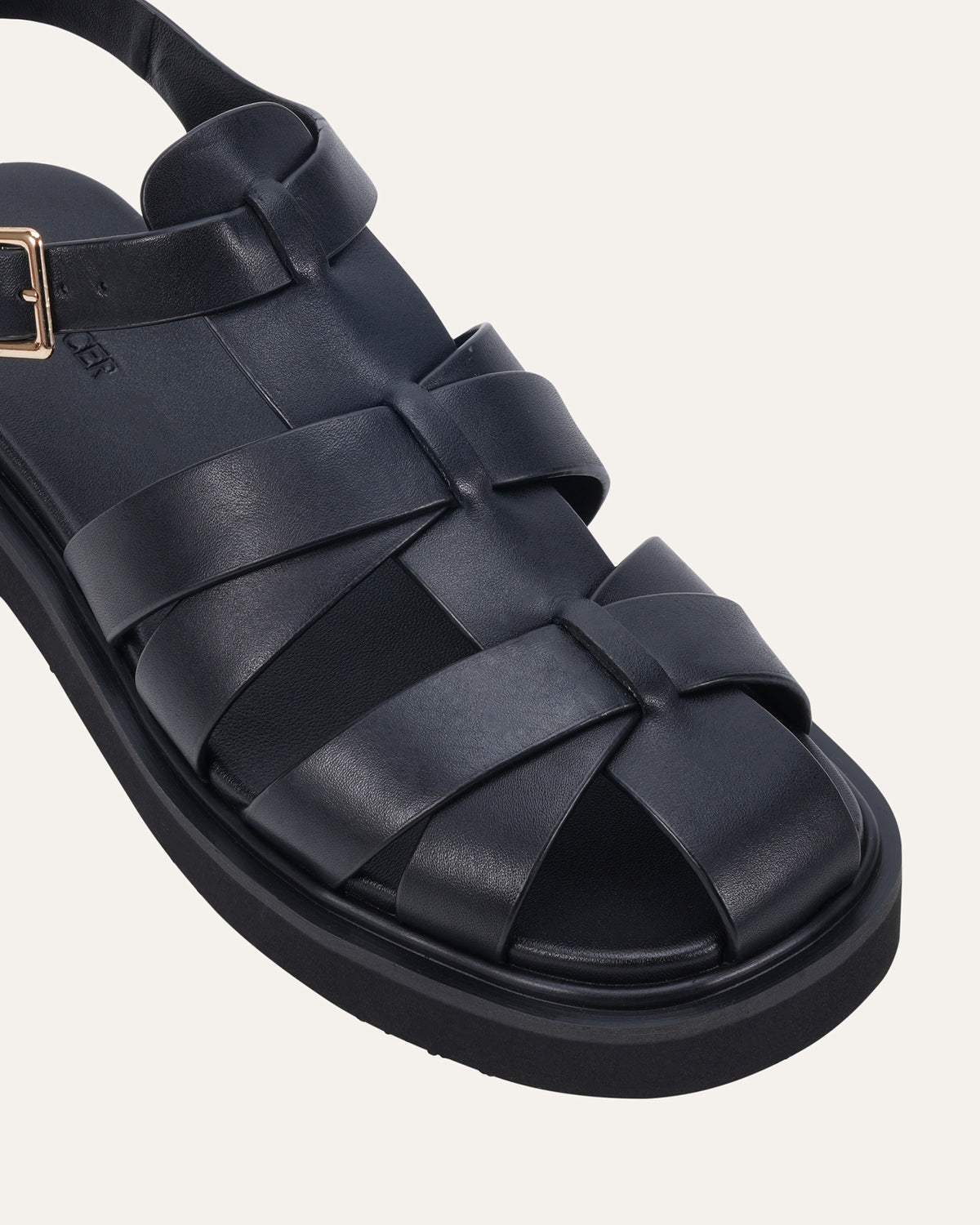 JOHNSON FLAT SANDALS BLACK LEATHER
