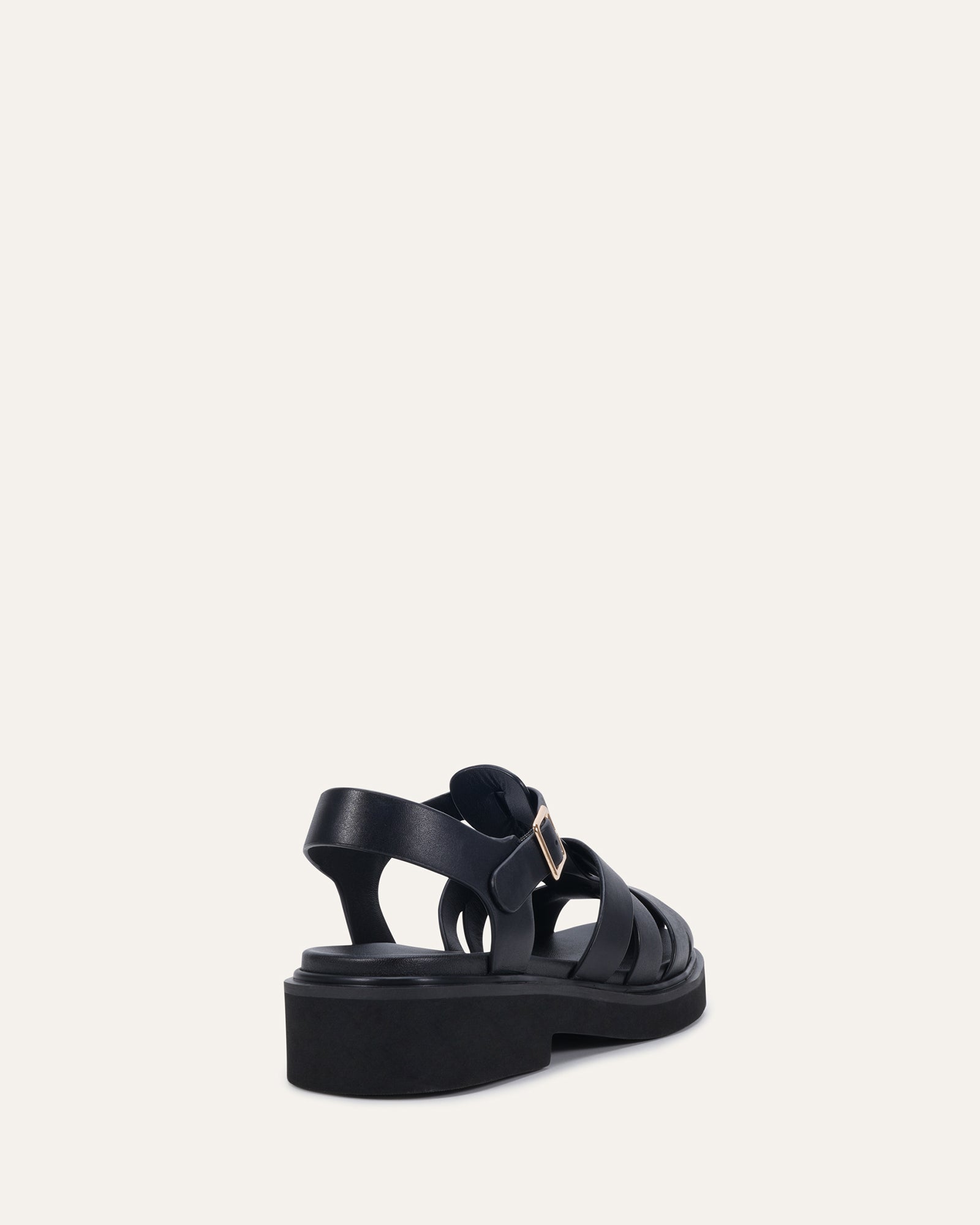 JOHNSON FLAT SANDALS BLACK LEATHER image
