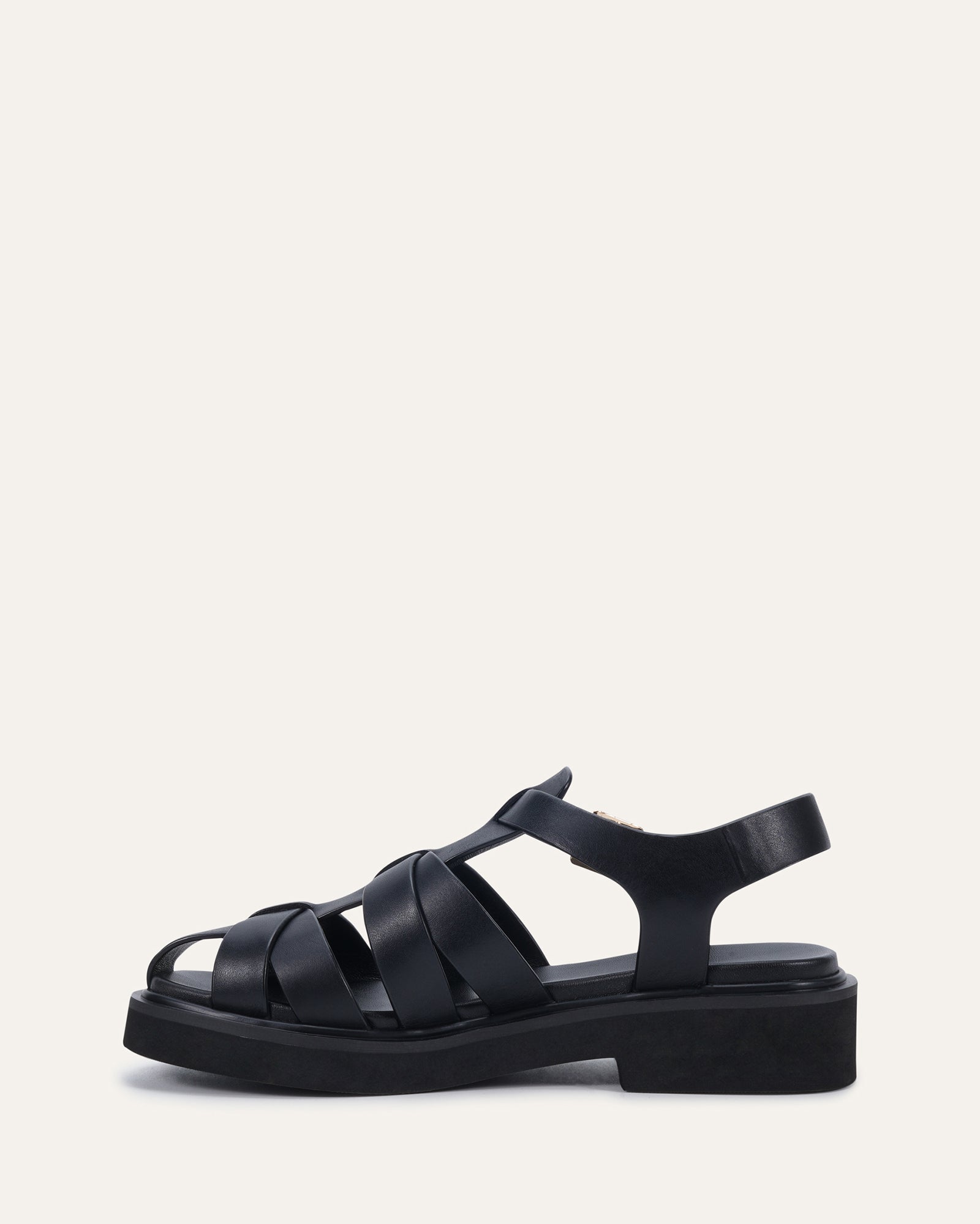 JOHNSON FLAT SANDALS BLACK LEATHER image