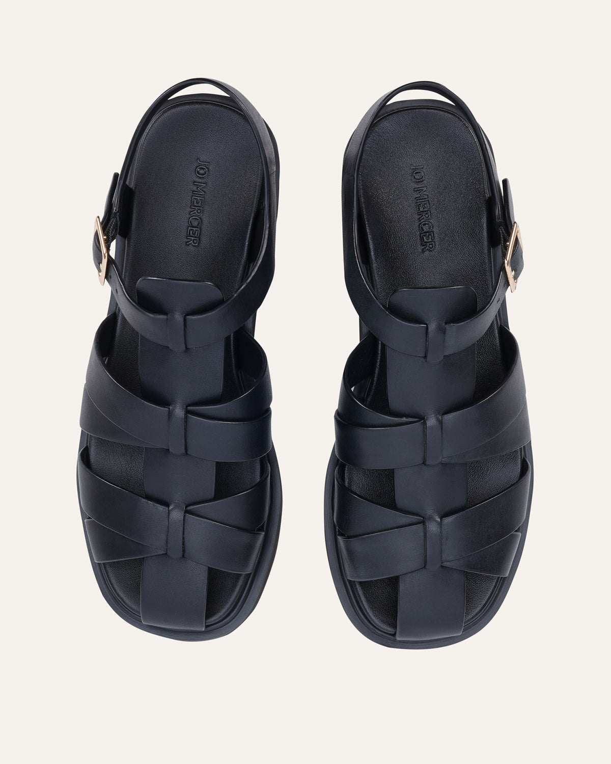 JOHNSON FLAT SANDALS BLACK LEATHER