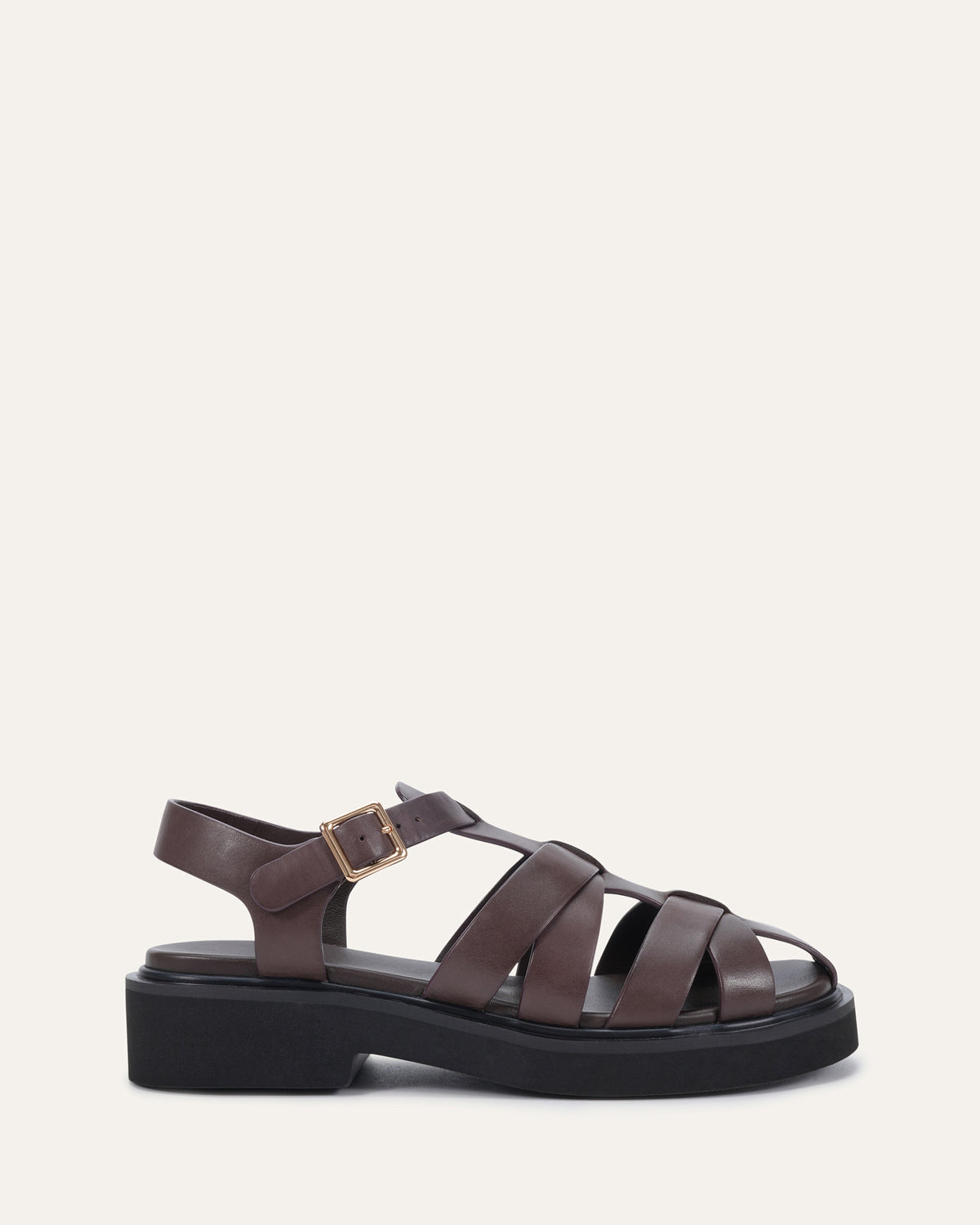 JOHNSON FLAT SANDALS CHOCOLATE LEATHER
