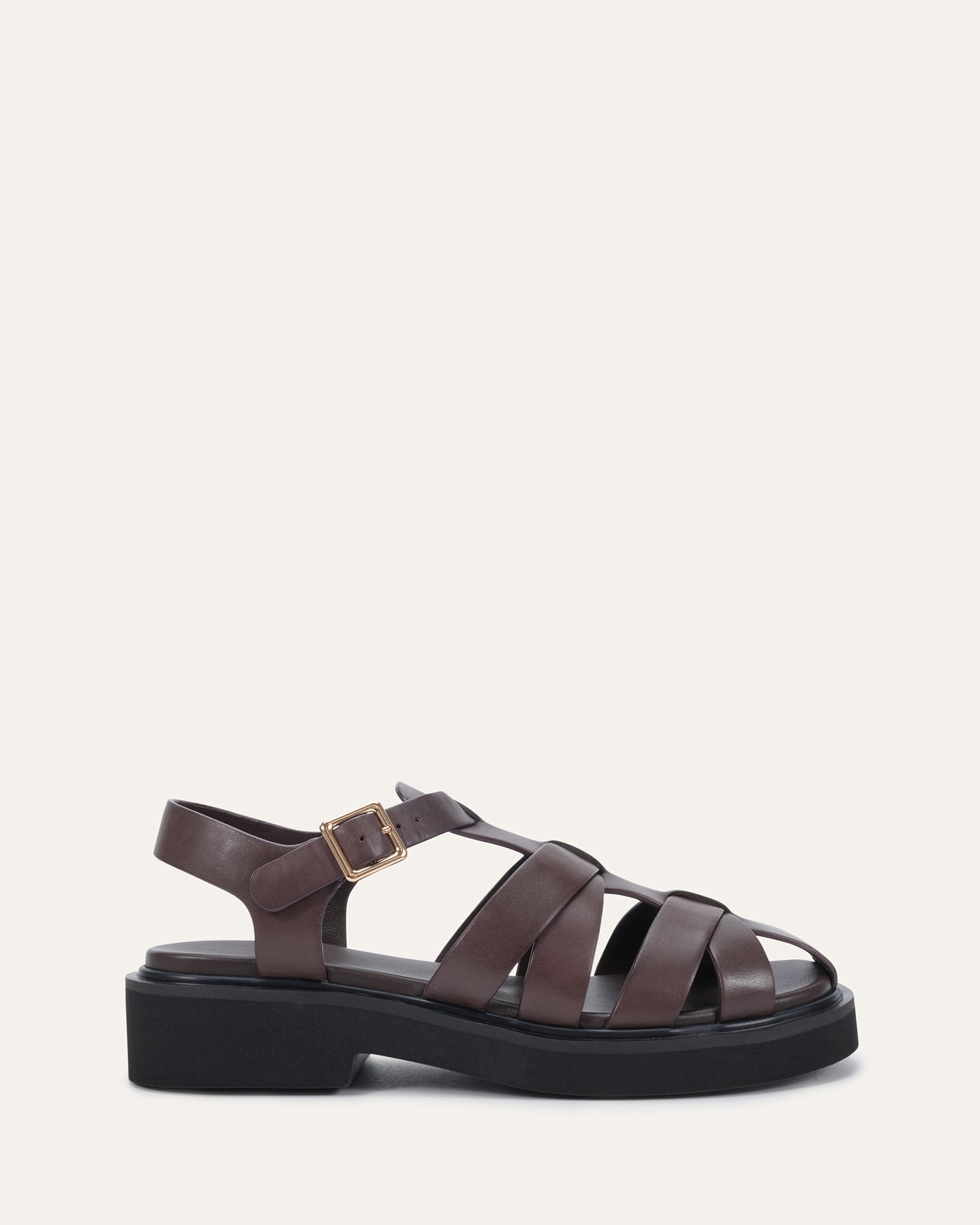 JOHNSON FLAT SANDALS CHOCOLATE LEATHER