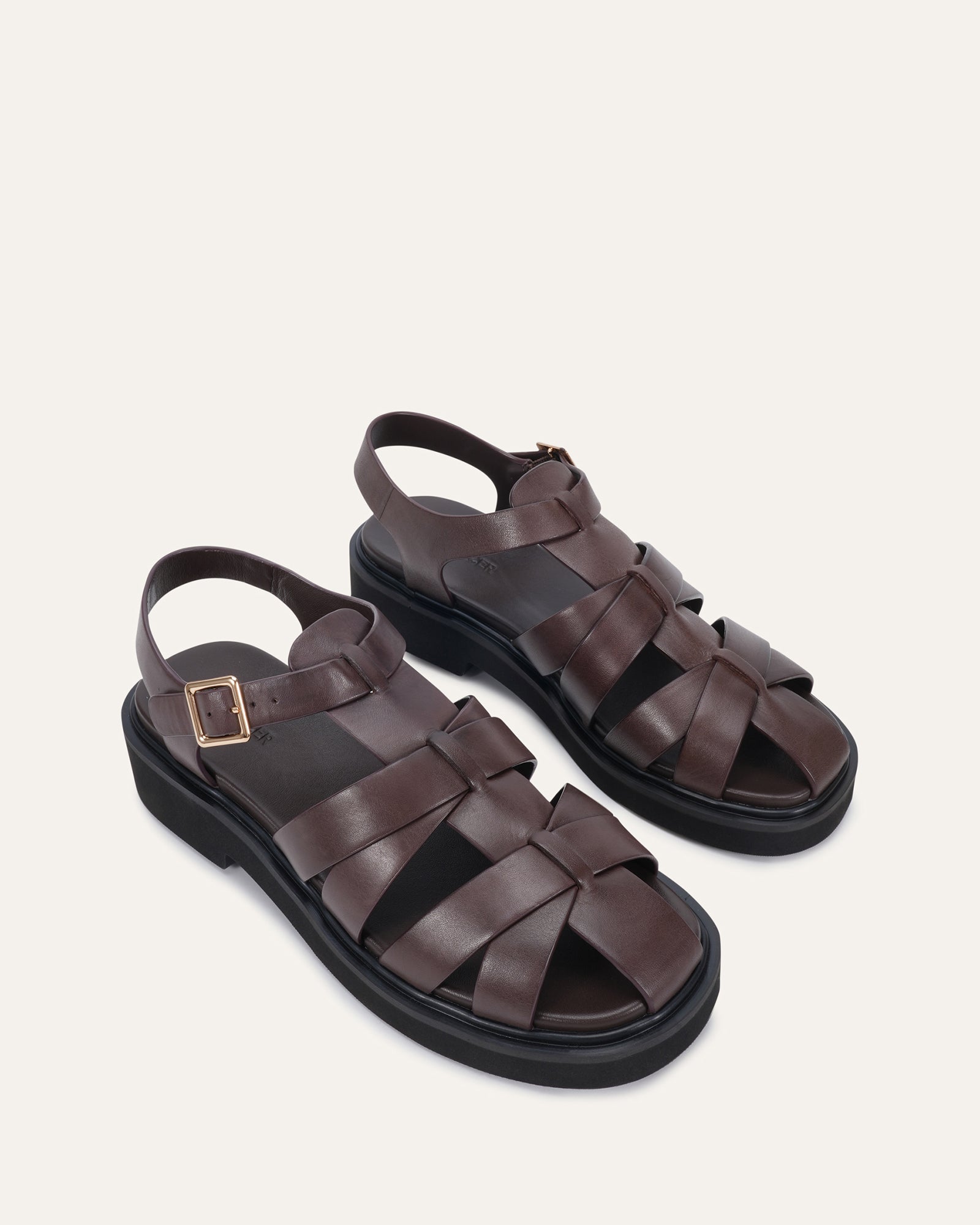 JOHNSON FLAT SANDALS CHOCOLATE LEATHER image