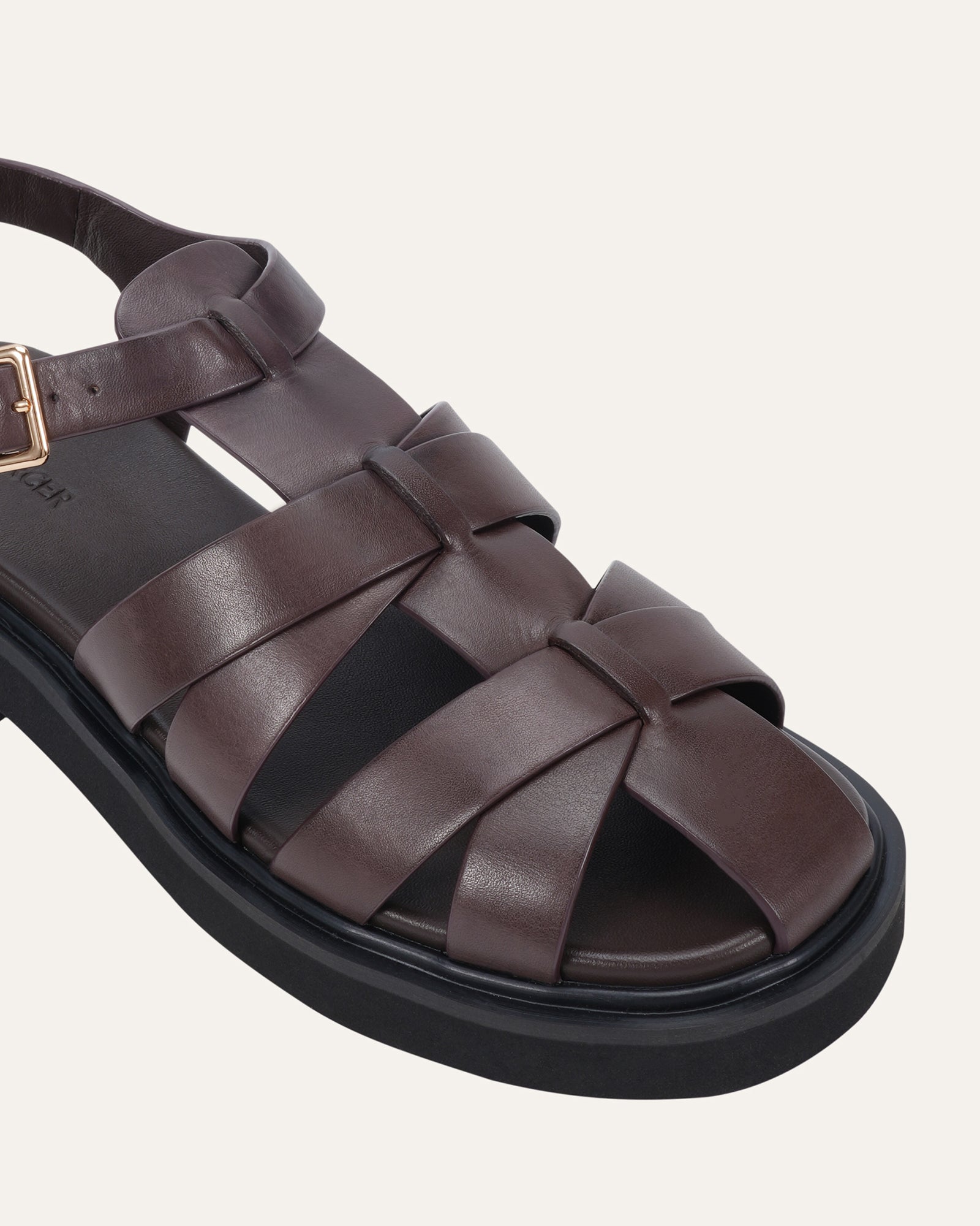 JOHNSON FLAT SANDALS CHOCOLATE LEATHER image