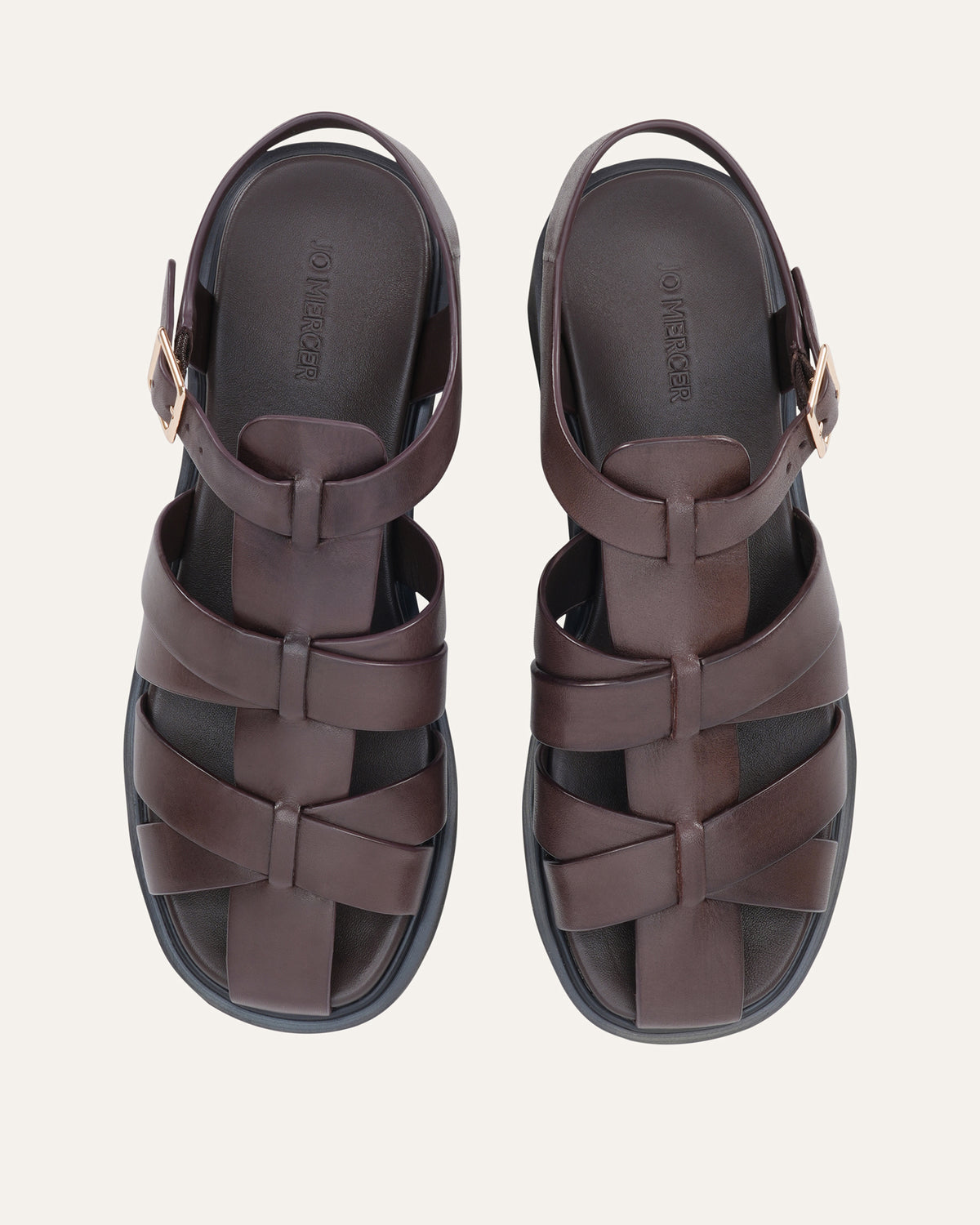 JOHNSON FLAT SANDALS CHOCOLATE LEATHER