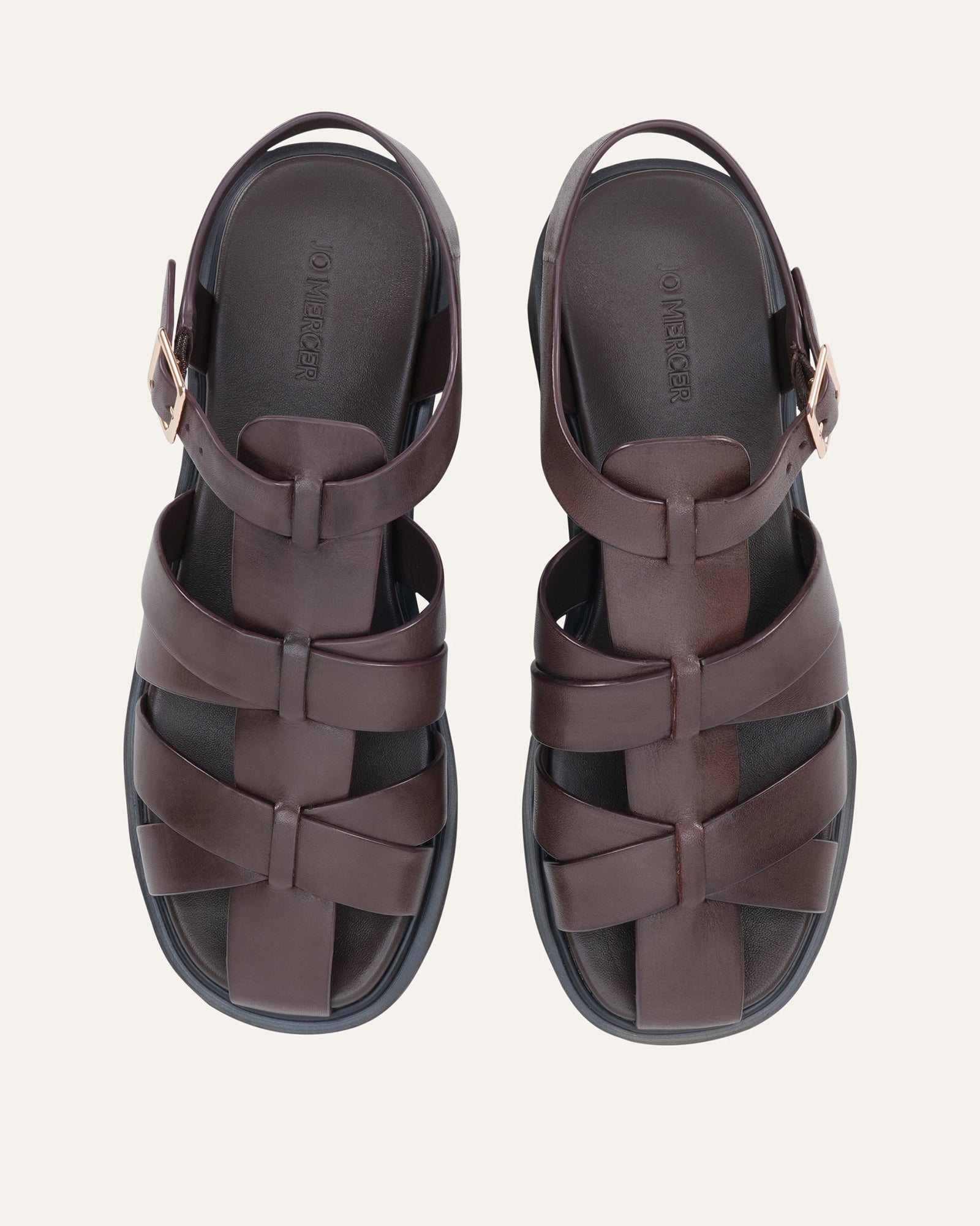 JOHNSON FLAT SANDALS CHOCOLATE LEATHER image