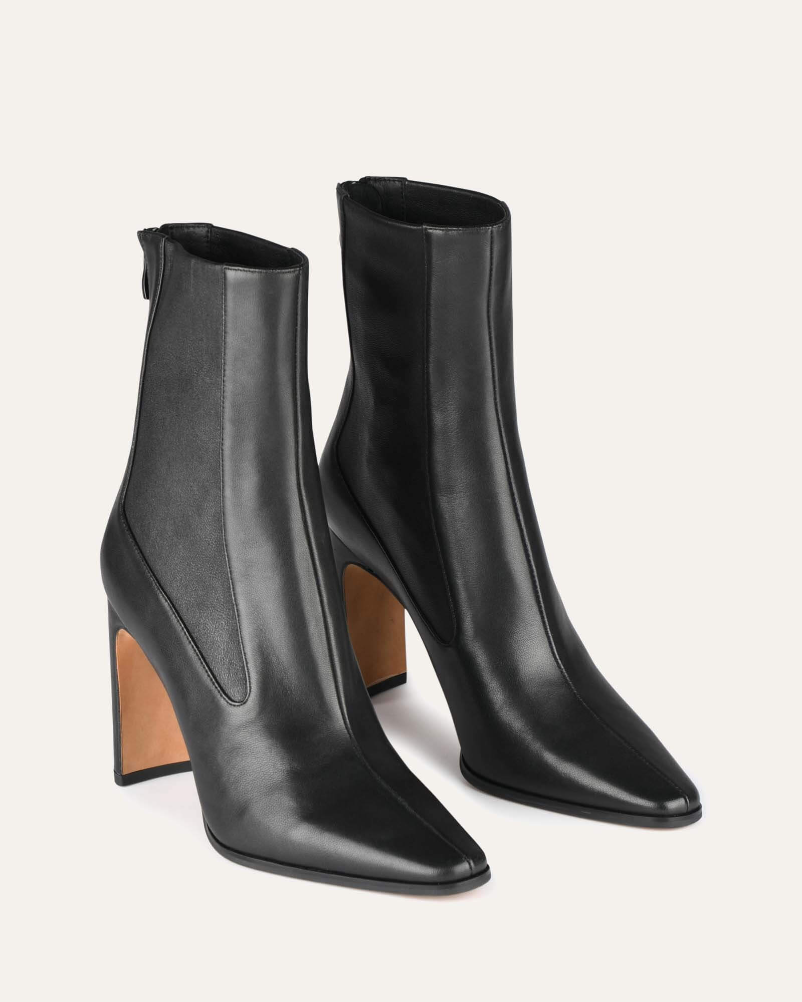 JUNE HIGH ANKLE BOOTS BLACK LEATHER image