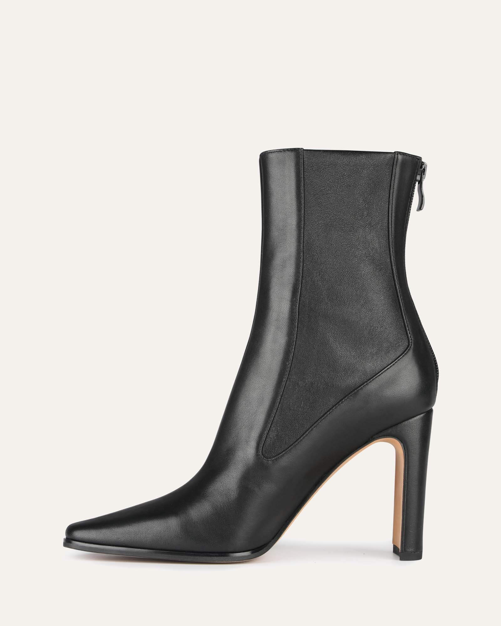 JUNE HIGH ANKLE BOOTS BLACK LEATHER image