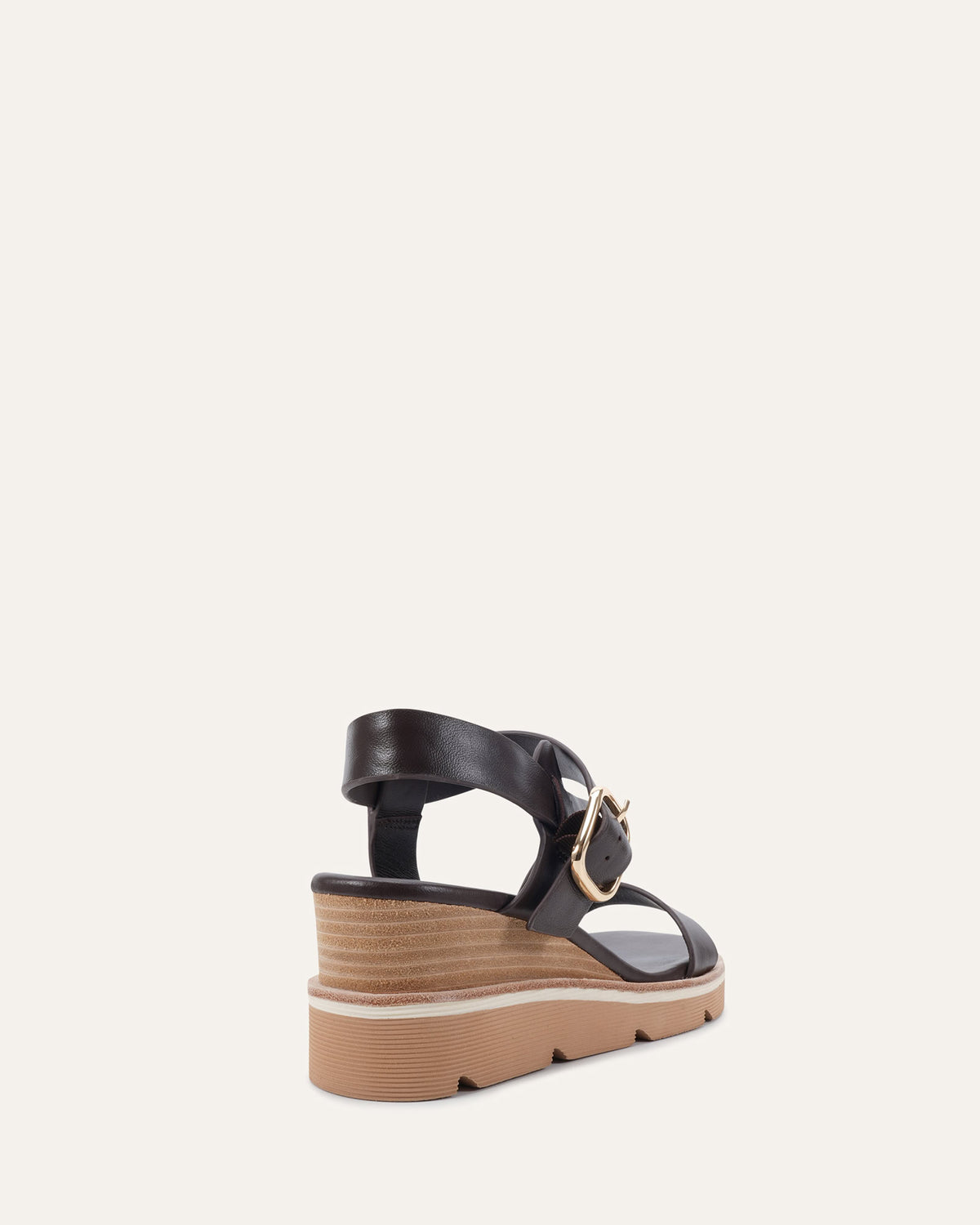 KAMILLA MID WEDGE SANDALS CHOCOLATE LEATHER