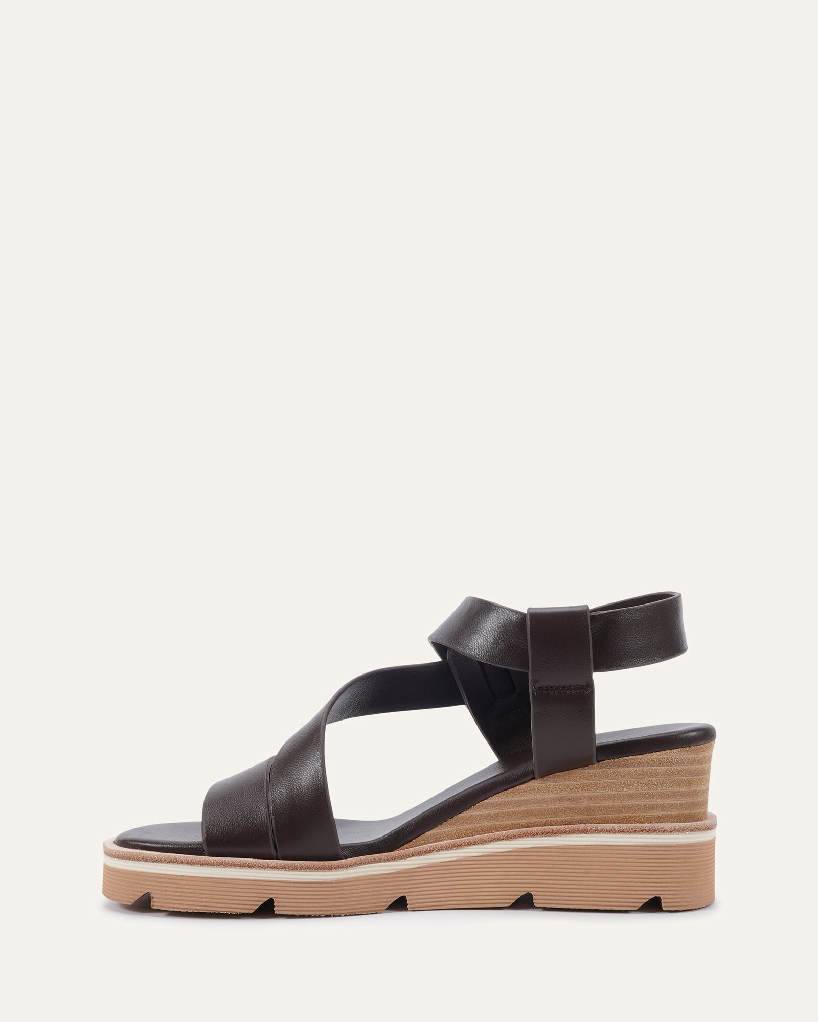 KAMILLA MID WEDGE SANDALS CHOCOLATE LEATHER image