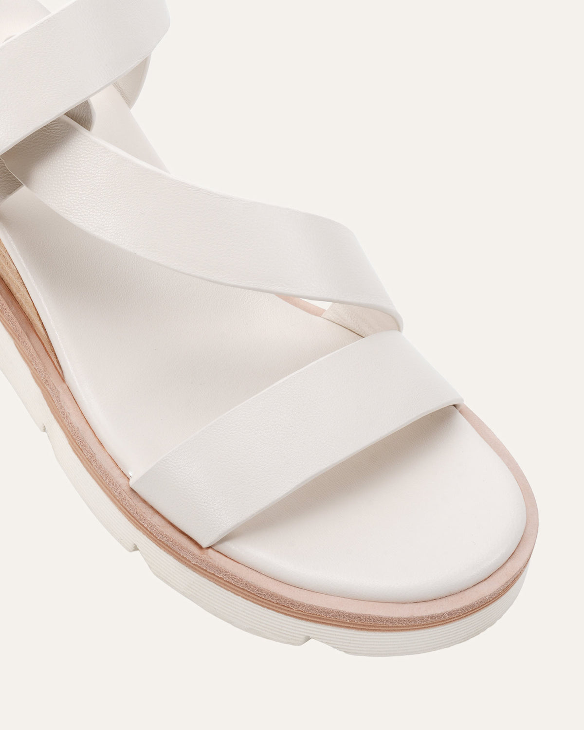 KAMILLA MID WEDGE SANDALS OFF WHITE LEATHER