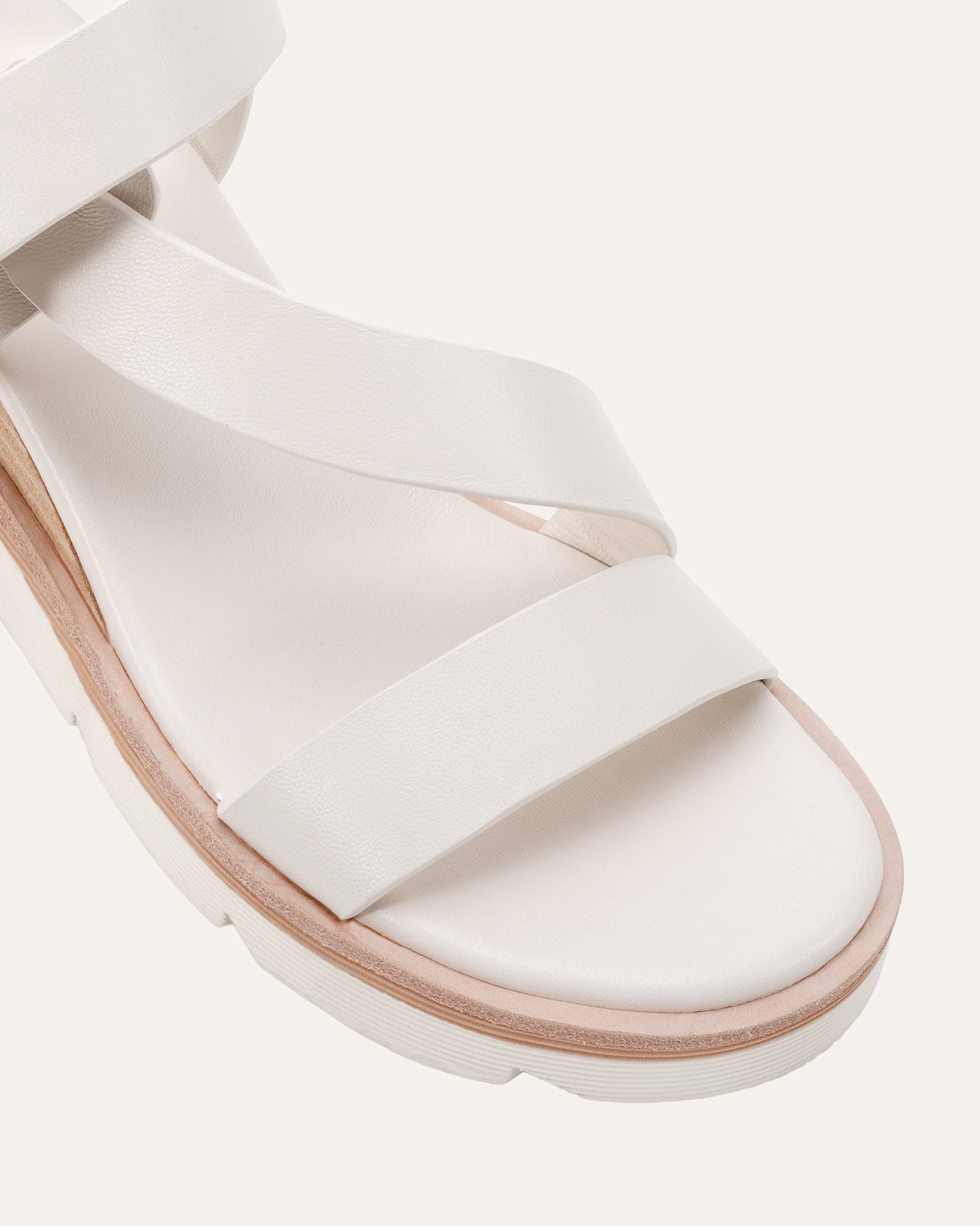 KAMILLA MID WEDGE SANDALS OFF WHITE LEATHER image