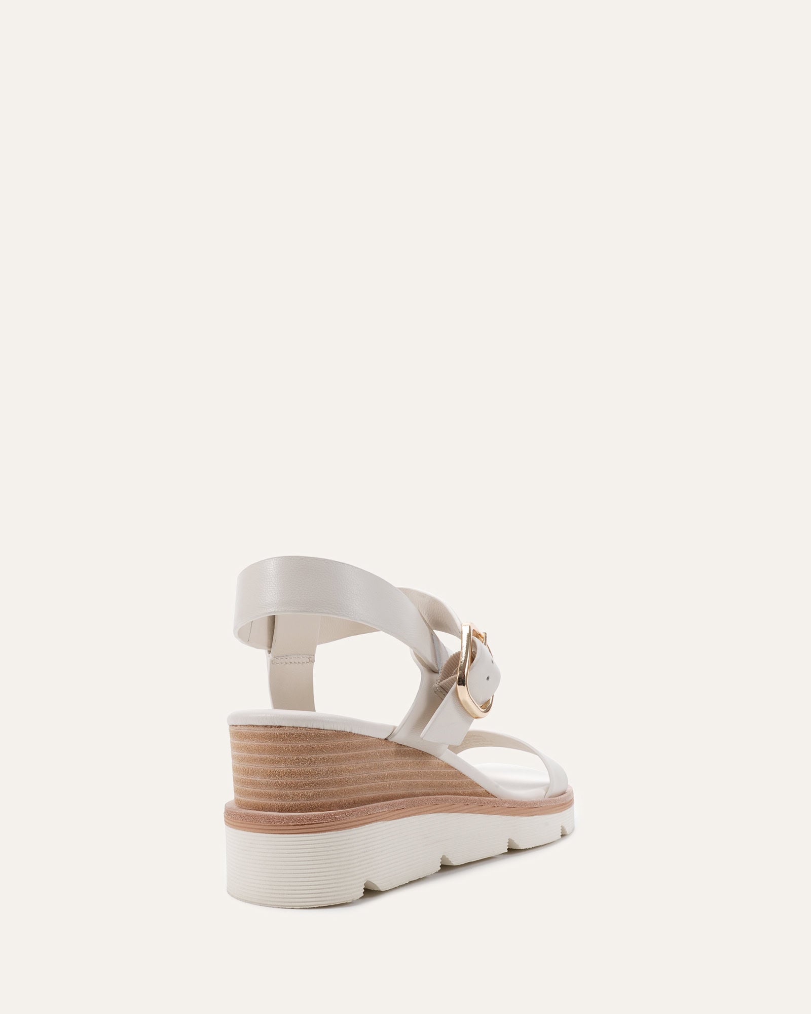 KAMILLA MID WEDGE SANDALS OFF WHITE LEATHER image