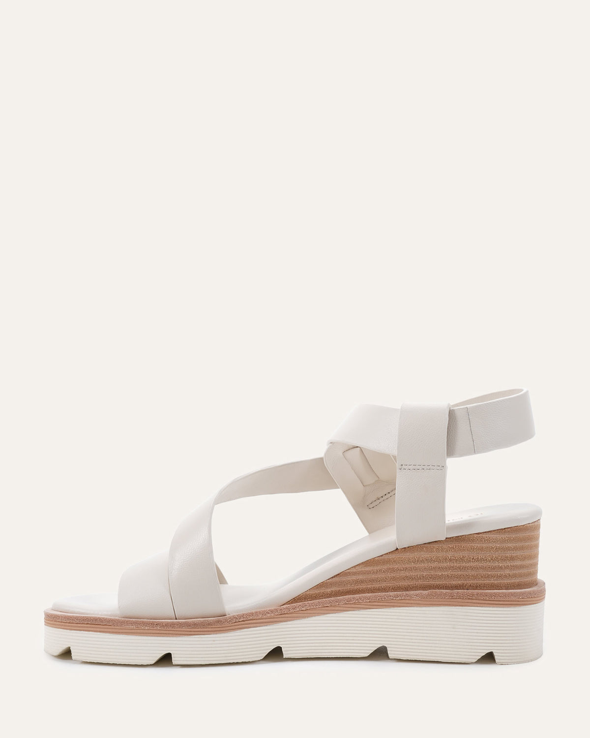 KAMILLA MID WEDGE SANDALS OFF WHITE LEATHER