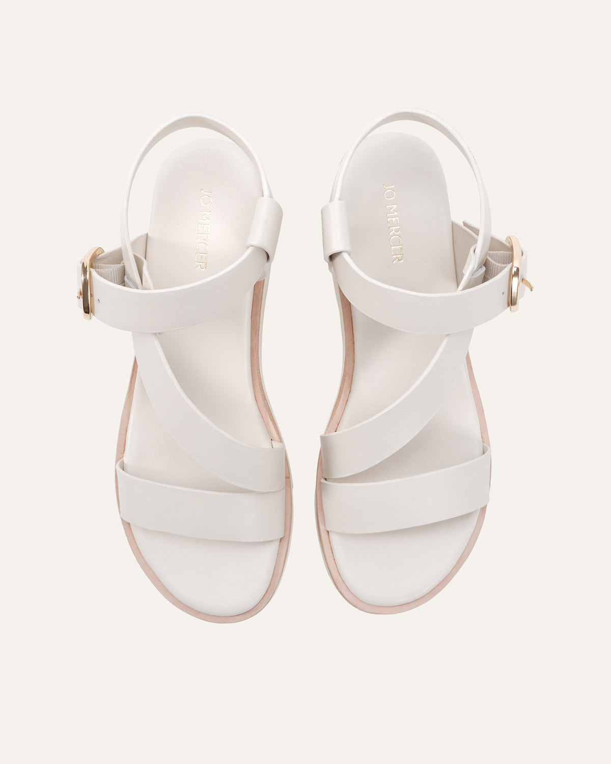 KAMILLA MID WEDGE SANDALS OFF WHITE LEATHER