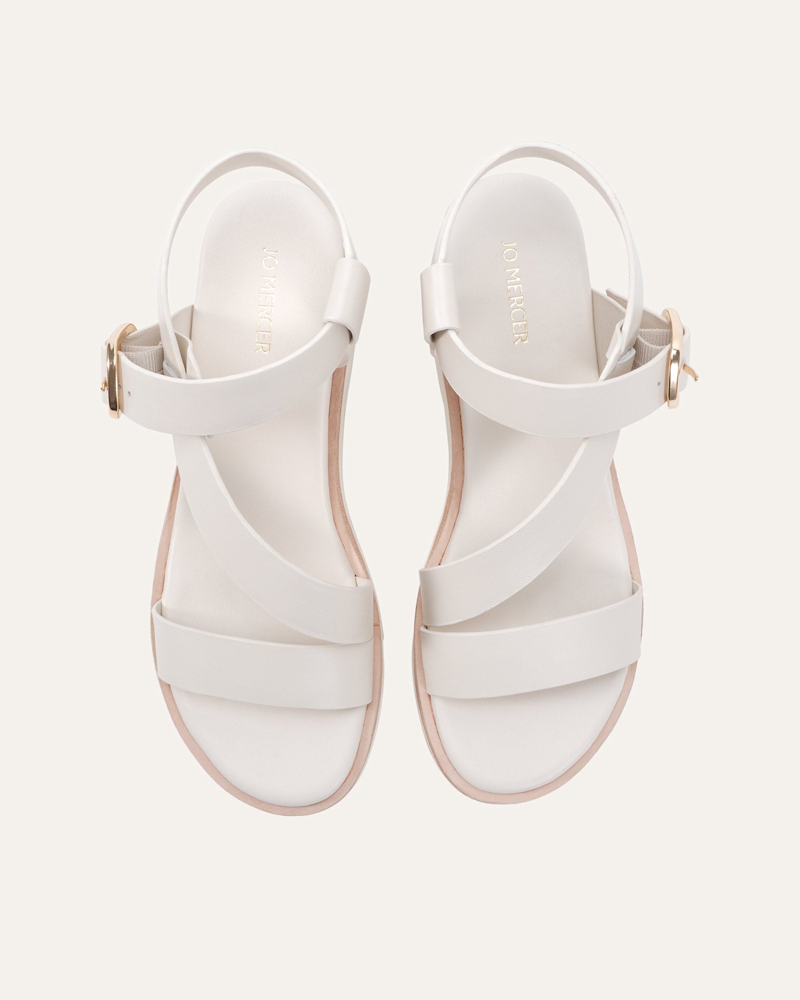 KAMILLA MID WEDGE SANDALS OFF WHITE LEATHER image