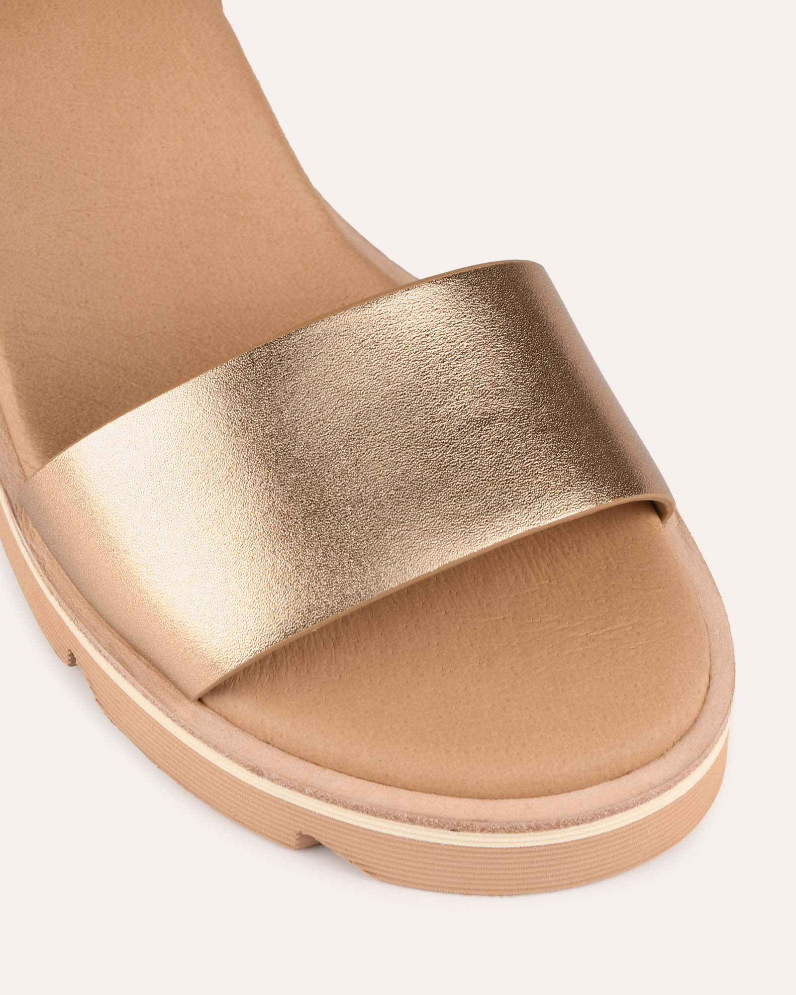 KATIE MID HEEL WEDGE SANDALS GOLD LEATHER image