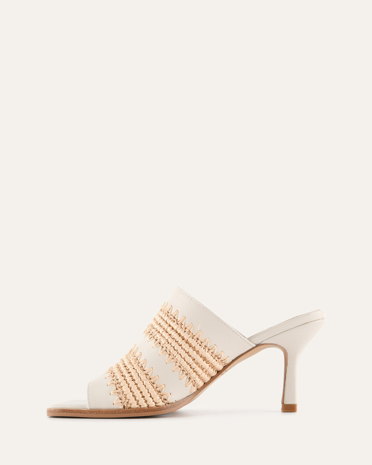 KEATING MID HEEL SANDALS OFF WHITE LEATHER