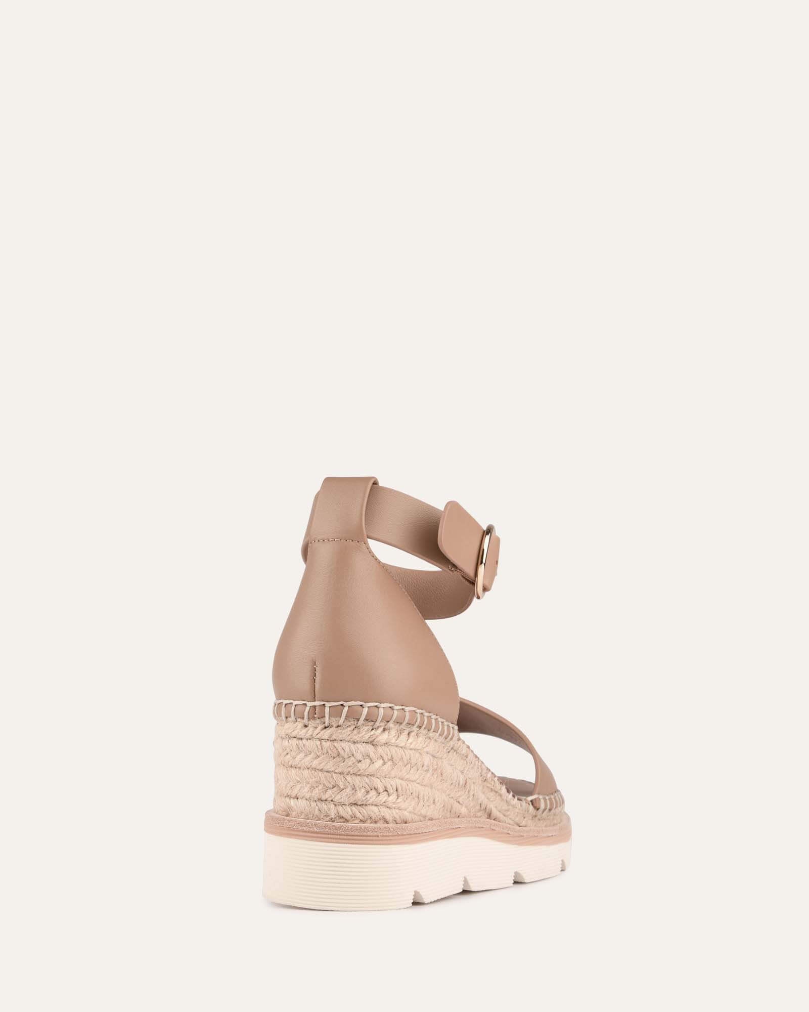 KELLY MID HEEL WEDGES TAN LEATHER image