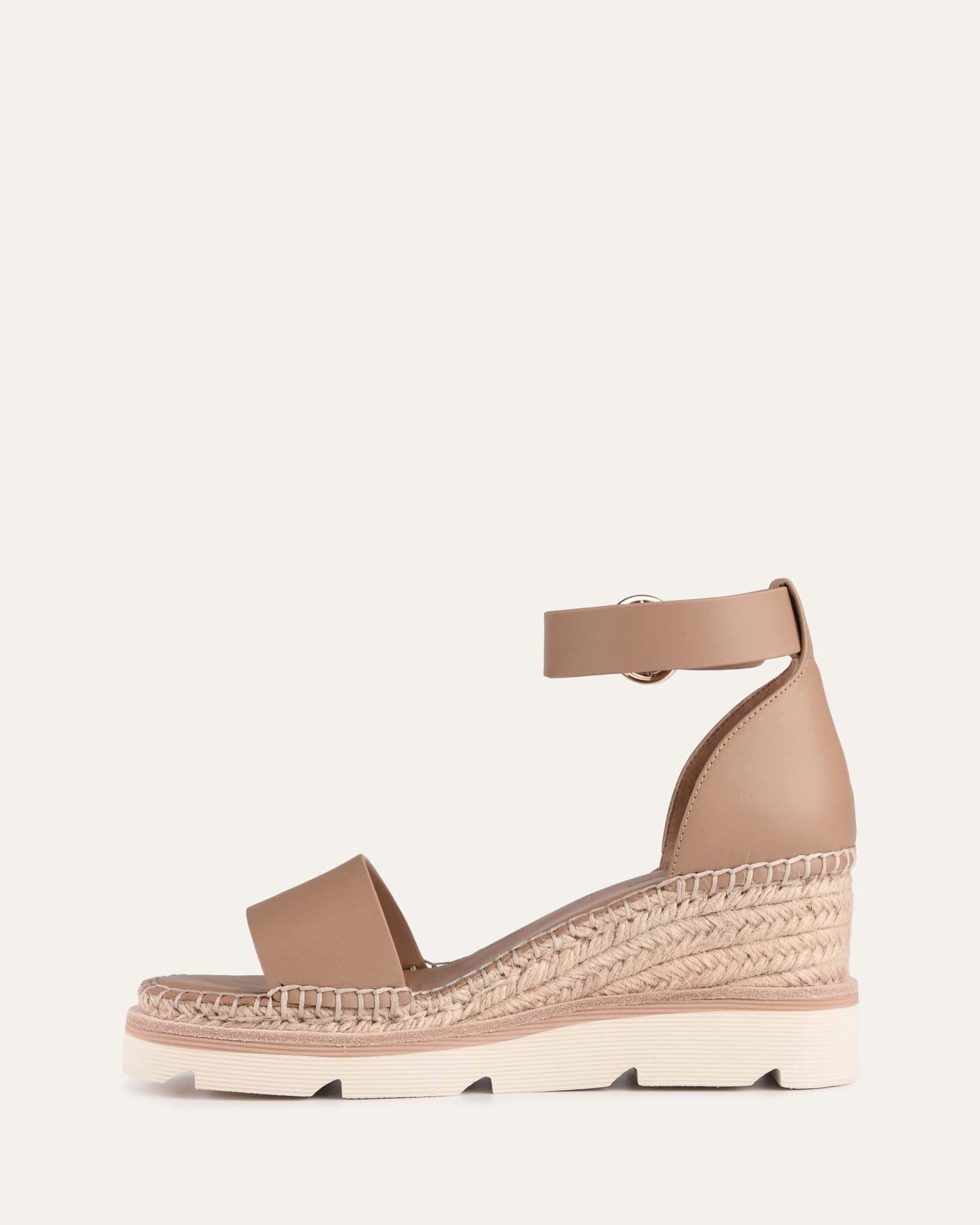 KELLY MID HEEL WEDGES TAN LEATHER image