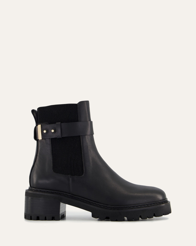 Jo Mercer Flat Chunky Ankle Boots KIKO FLAT ANKLE BOOTS BLACK