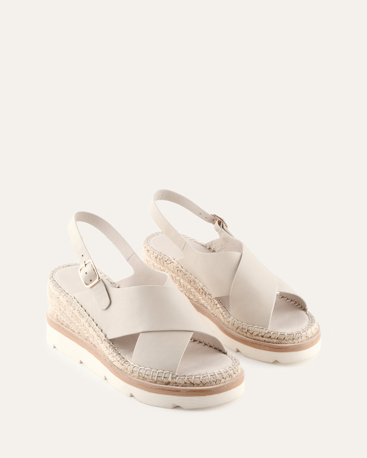 KIMBERLEY MID WEDGE SANDALS BONE LEATHER