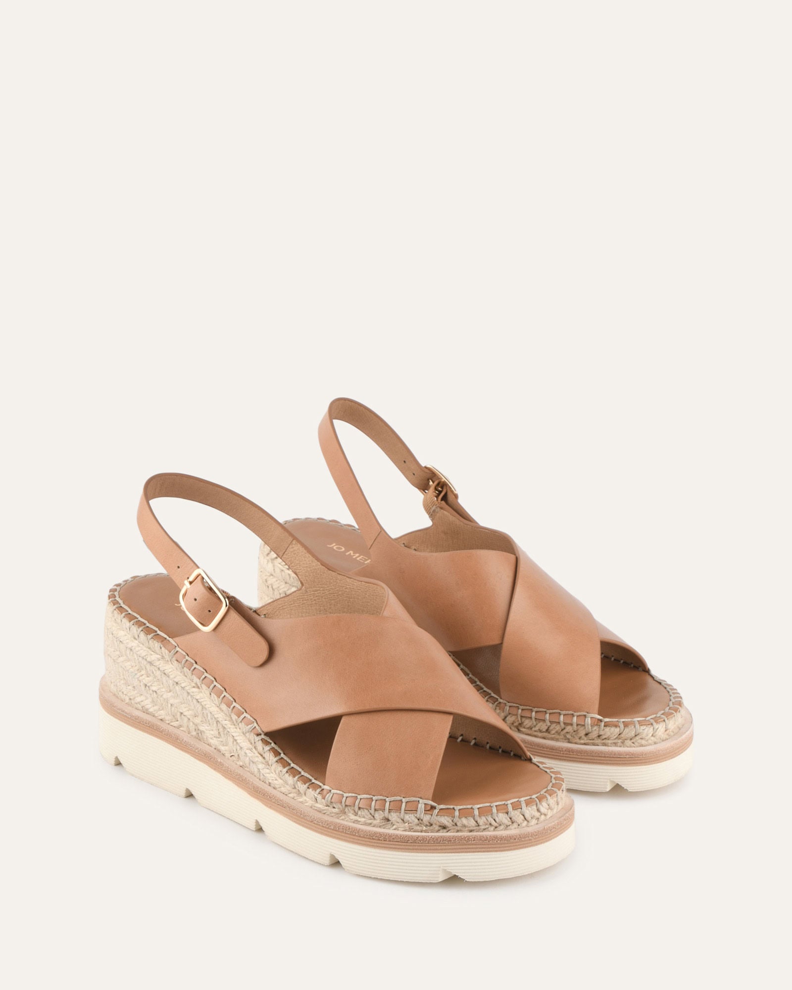 KIMBERLEY MID WEDGE SANDALS TAN LEATHER image
