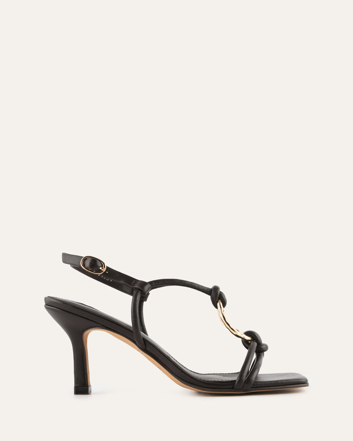 KNIGHT MID HEEL SANDALS BITTER CHOC LEATHER