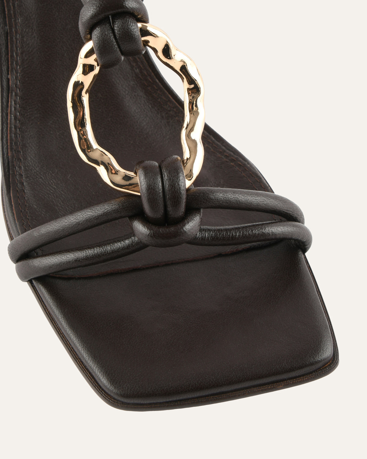 KNIGHT MID HEEL SANDALS BITTER CHOC LEATHER