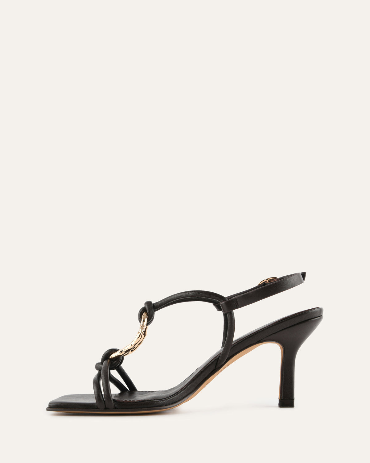 KNIGHT MID HEEL SANDALS BITTER CHOC LEATHER