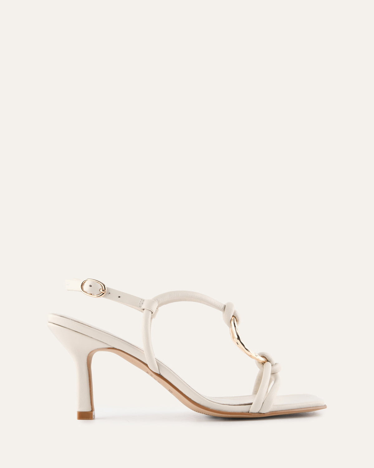 KNIGHT MID HEEL SANDALS OFF WHITE LEATHER