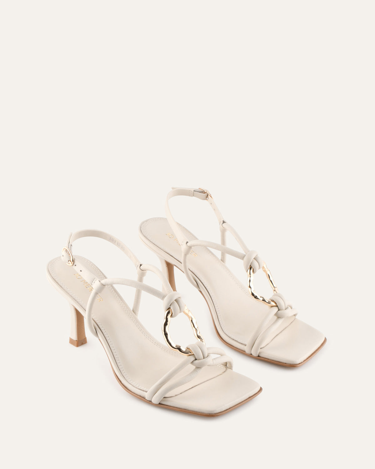 KNIGHT MID HEEL SANDALS OFF WHITE LEATHER