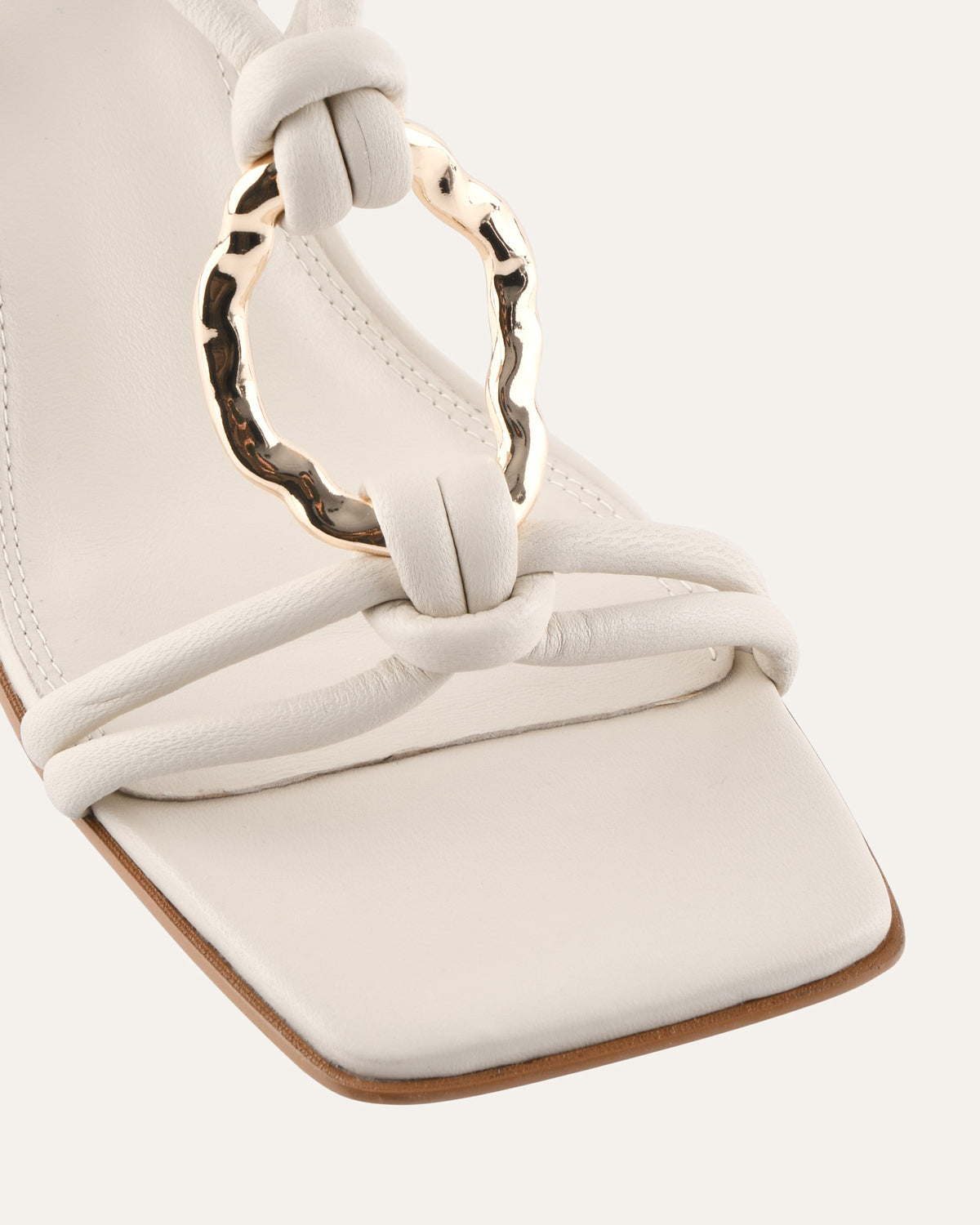 KNIGHT MID HEEL SANDALS OFF WHITE LEATHER