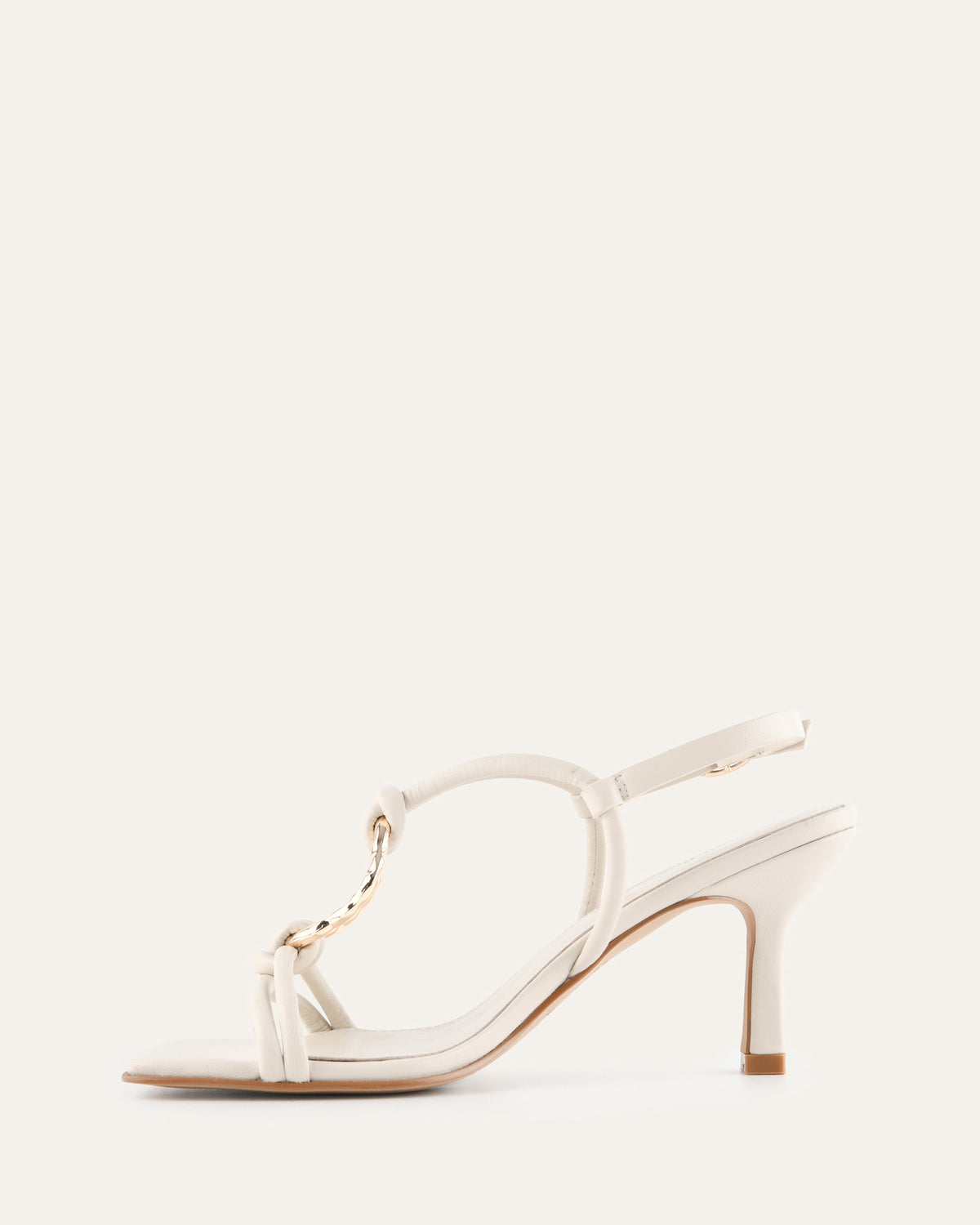 KNIGHT MID HEEL SANDALS OFF WHITE LEATHER