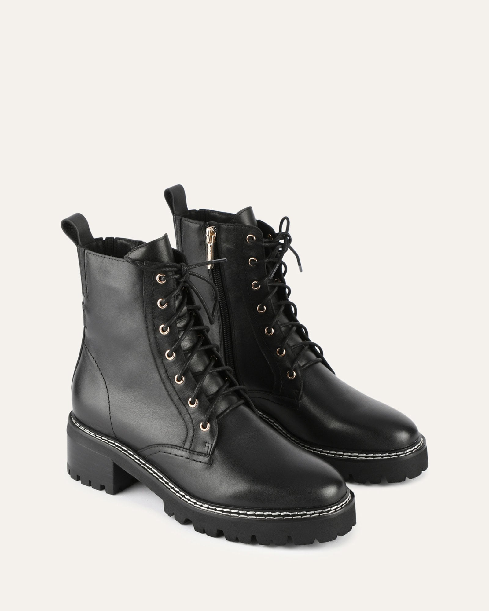 Leather Ankle Jo Mercer Ankle Boots KODA FLAT ANKLE BOOTS BLACK