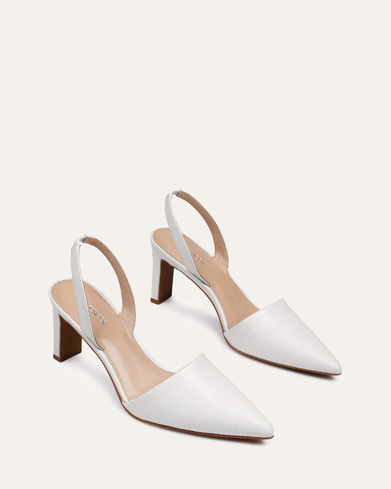 White mid heel shoes Clearance