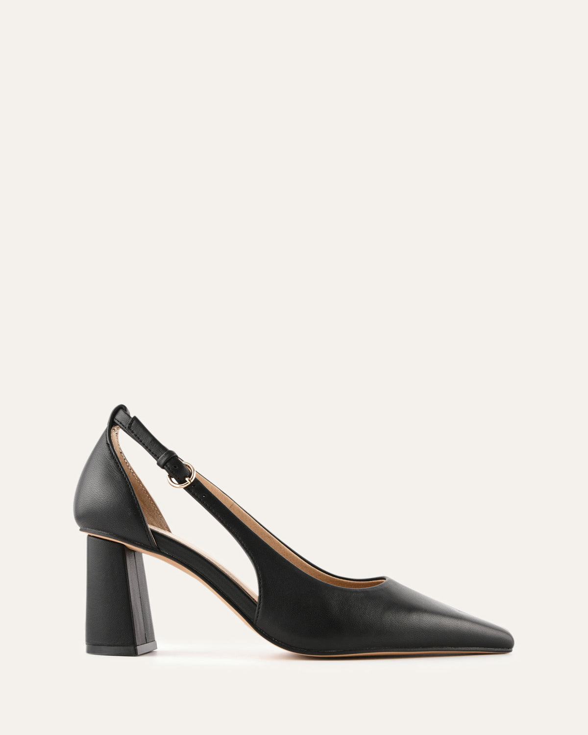 LAINEY MID HEELS BLACK LEATHER