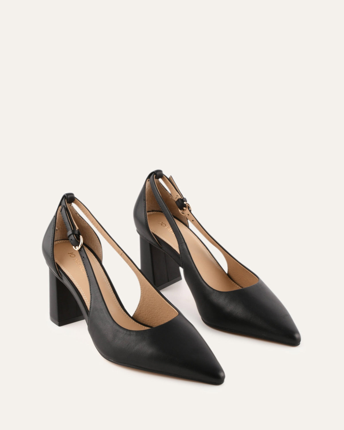 LAINEY MID HEELS BLACK LEATHER