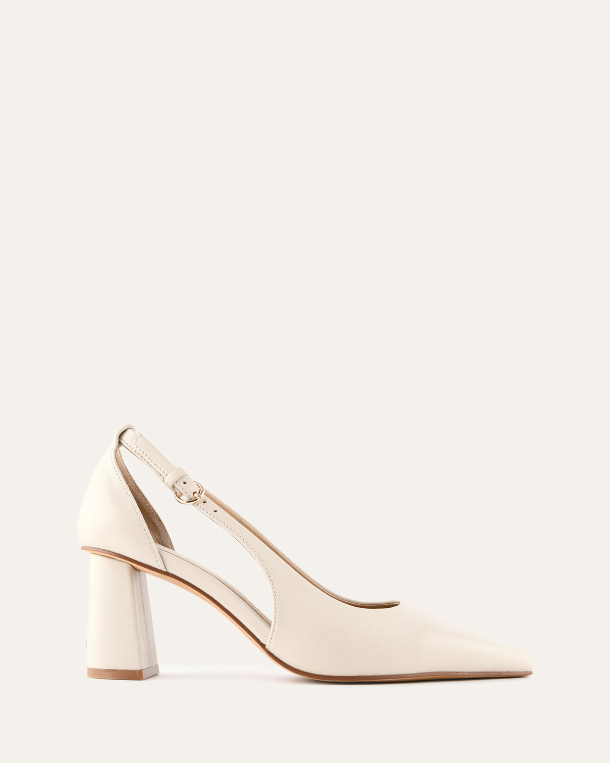 LAINEY MID HEELS OFF WHITE LEATHER