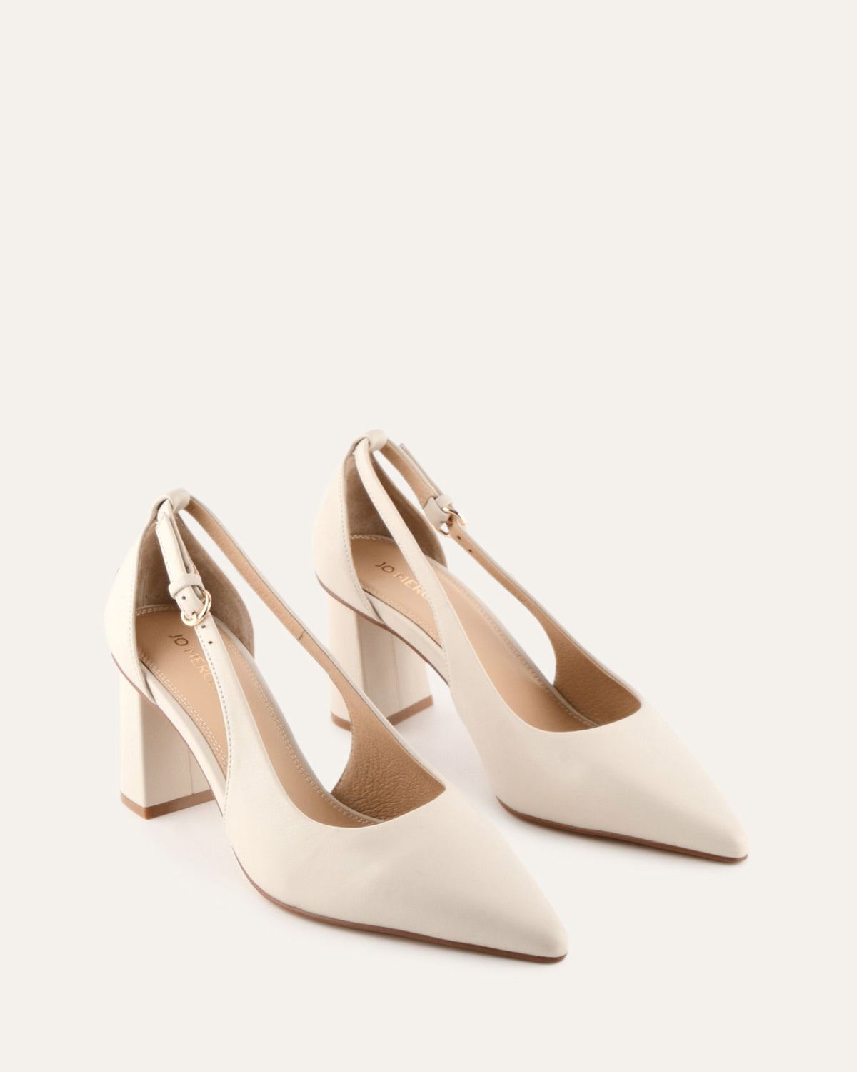 LAINEY MID HEELS OFF WHITE LEATHER